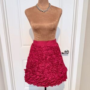 Giambattista Valli for Impulse Pink Ruffle Skirt Size 4 | Textured Party Skirt